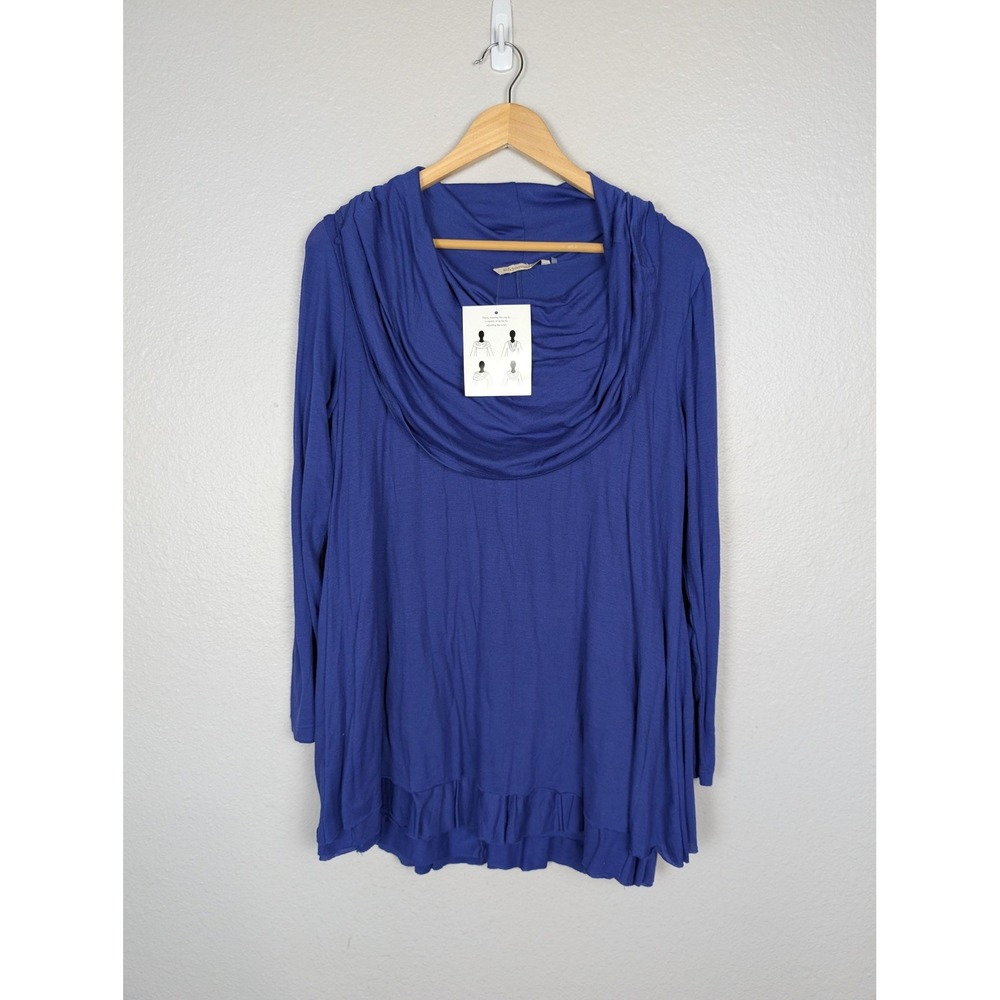 Soft Surroundings Shirt Womens Large Cowl Neck Tunic Convertible Long Sleeve